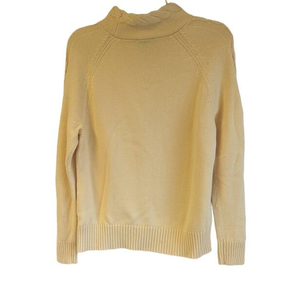 Pendleton Cotton mockneck cableknit yellow raglan sweater size Large - Picture 2 of 8